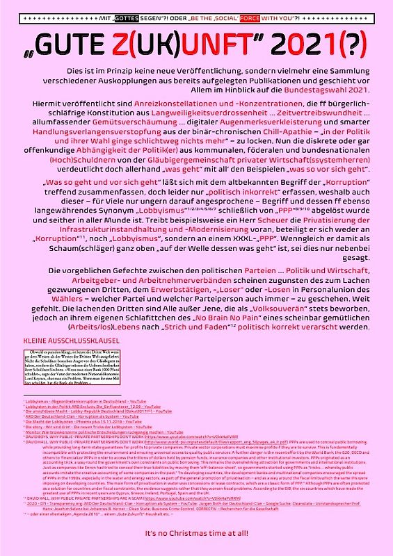 „GUTE Z(UK)UNFT“ 2021(?) MIT „GOTTES SEGEN“?! ODER „BE THE ‚SOCIAL‘ FORCE WITH YOU“?!