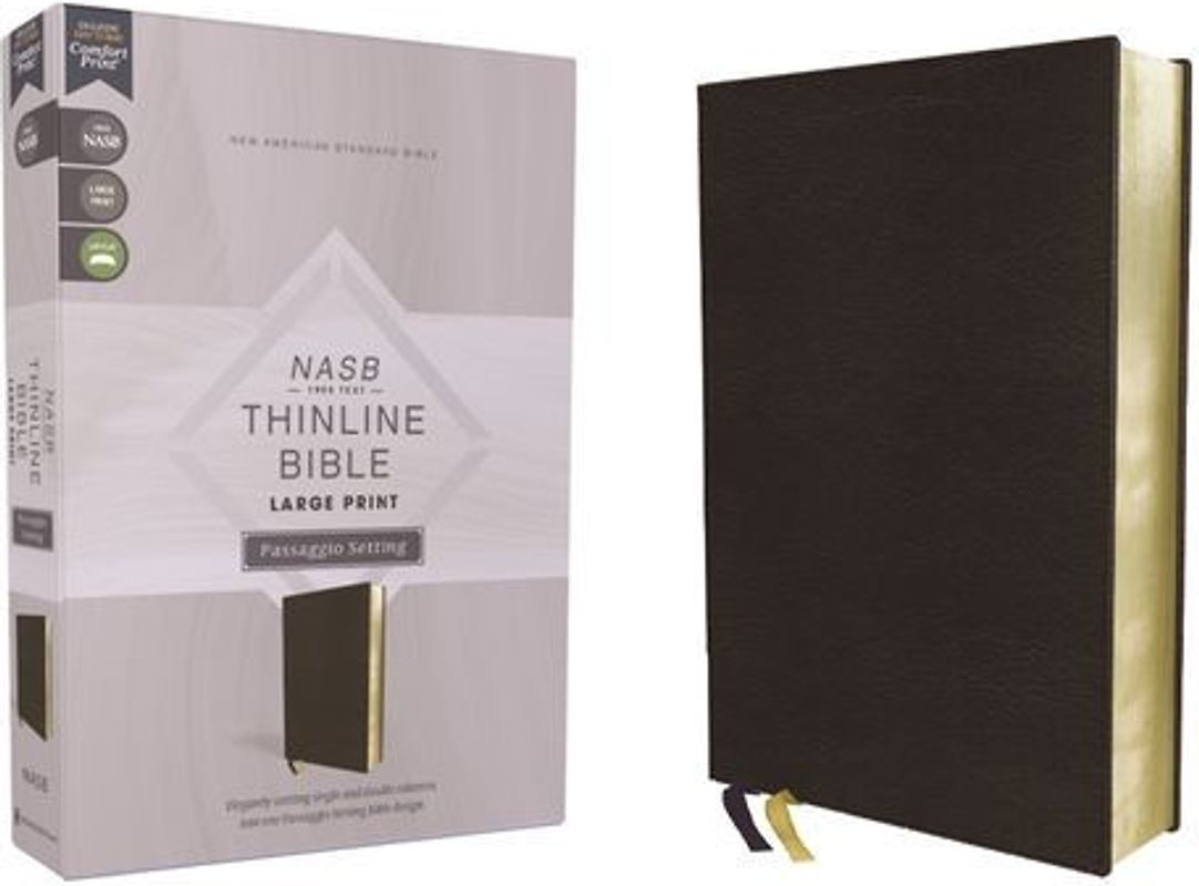 Nasb, Thinline Bible, Large Print, Passaggio Setting, Leathersoft, Black, Red Letter, 1995 Text, Comfort Print