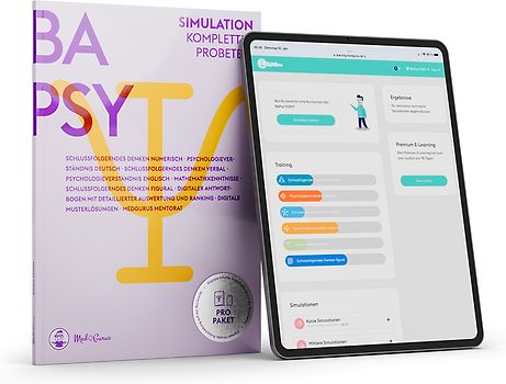 MedGurus - BaPsy-DGPs Vorbereitung - Pro Paket – Simulationsbuch & E-Learning mit über 1.250 Übungsaufgaben - zur Vorbereitung auf den Studieneignungstest Psychologie