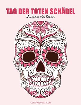 Malbuch für Kinder Tag der toten Schädel 1