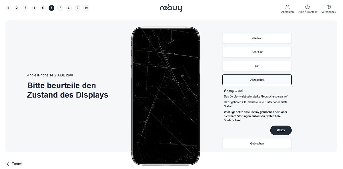 iPhone Display Beurteilung