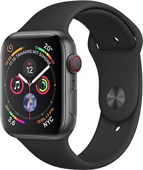 Apple Watch Series 4 44 mm boîtier en aluminium gris sidéral avec Bracelet Sport noir [Wifi+Cellular]