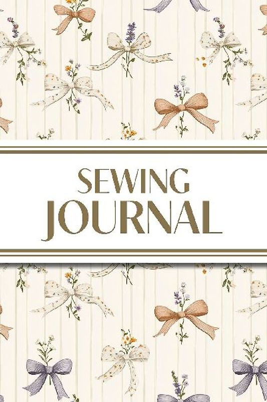Sewing Journal (Orange and Purple Bows with Wildflowers on Cream Background)