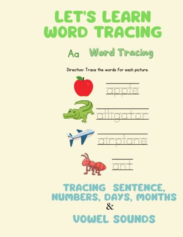 Lets learn word tracing: word tracing, tracing for kids, trace the sentence, preschool writing , Home school writing, beginner writing