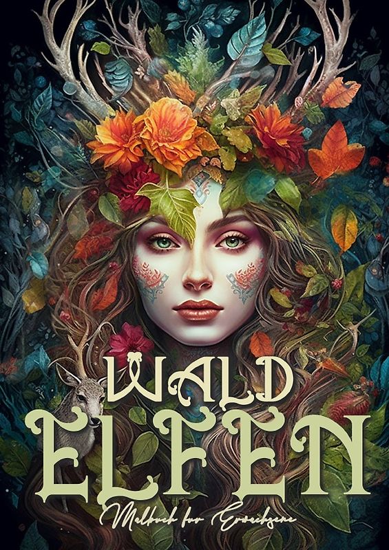 Waldelfen Elfen Graustufen Malbuch für Erwachsene