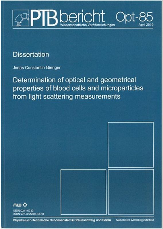 Determination of optical and geometrical properties of blood cells and microparticles from light scattering measurements