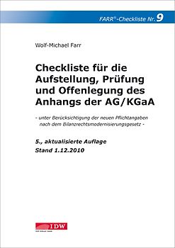 Checkliste für die Aufstellung, Prüfung und Offenlegung des Anhangs der AG/KGaA