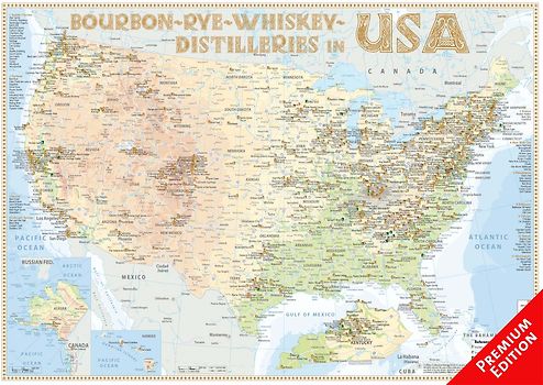 Whiskey Distilleries USA - Poster 60x42cm Premium Edition