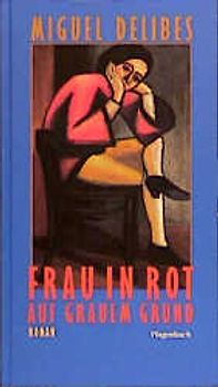 Frau in Rot auf grauem Grund