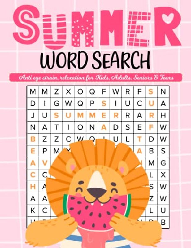 +1000 New Words Summer Word Search for Kids: A Fun and Relaxing Large Print Word Search puzzles Anti eye strain, relaxation for Kids and Adults, Seniors with Solutions