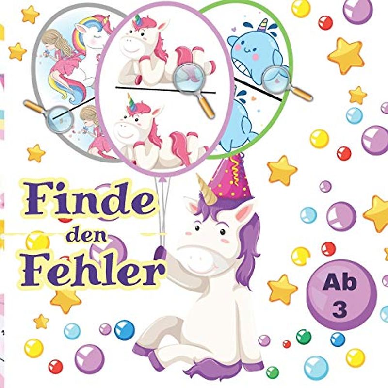 Finde den Fehler: Einhorn rätselbuch für kinder ab 3.