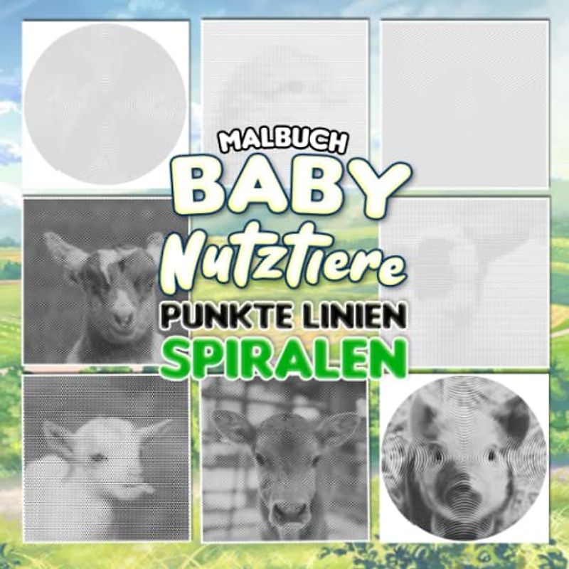 Baby Nutztiere Punkte Linien Spiralen Malbuch: Schöne Tierspirale Buch Zeichnung Linien Kunst | Für Kinder, Jugendliche, Homies oder Verliebte | ... | Urlaub | Jeder Anlass | Zum Stressabbau