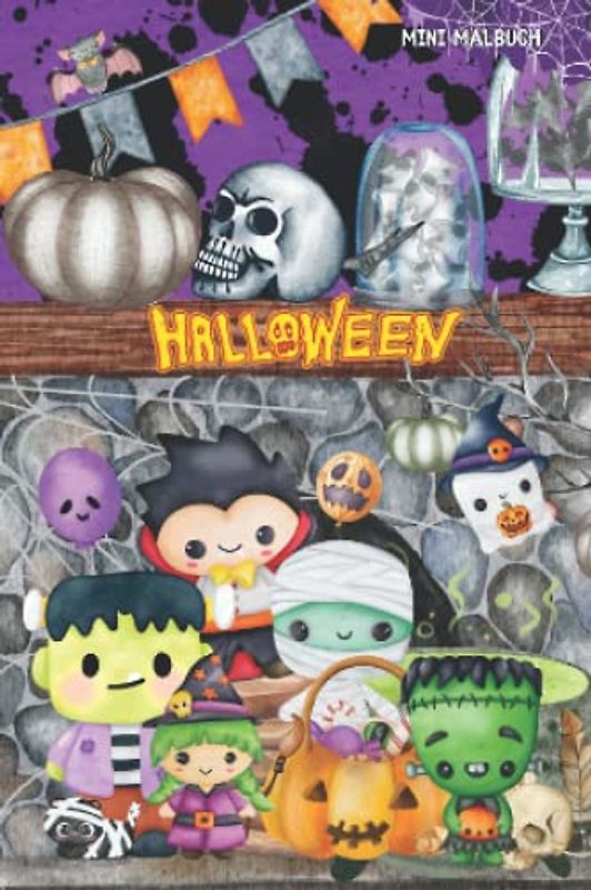 Mini Malbuch Halloween: Kleines Malbuch für unterwegs mit Halloween Motiven für Mädchen und Jungen ab 4 (Mini Malbücher)