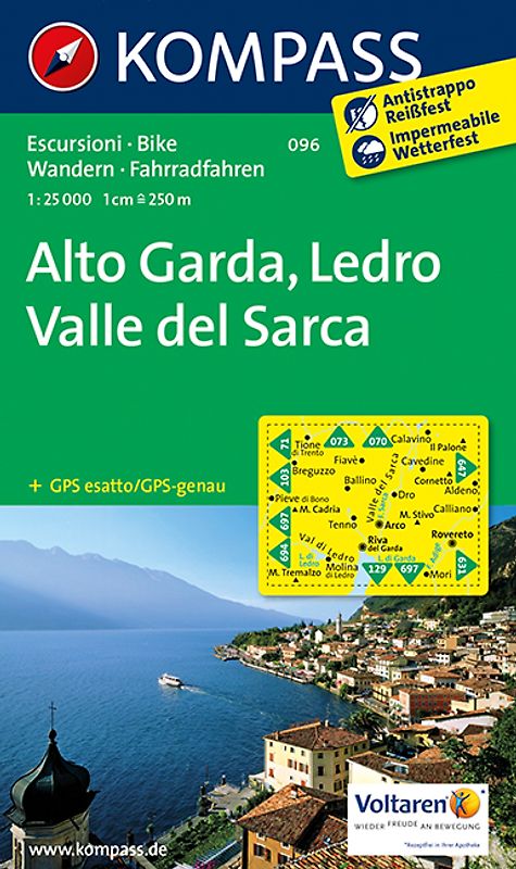 KOMPASS Wanderkarte Alto Garda - Ledro - Valle del Sarca