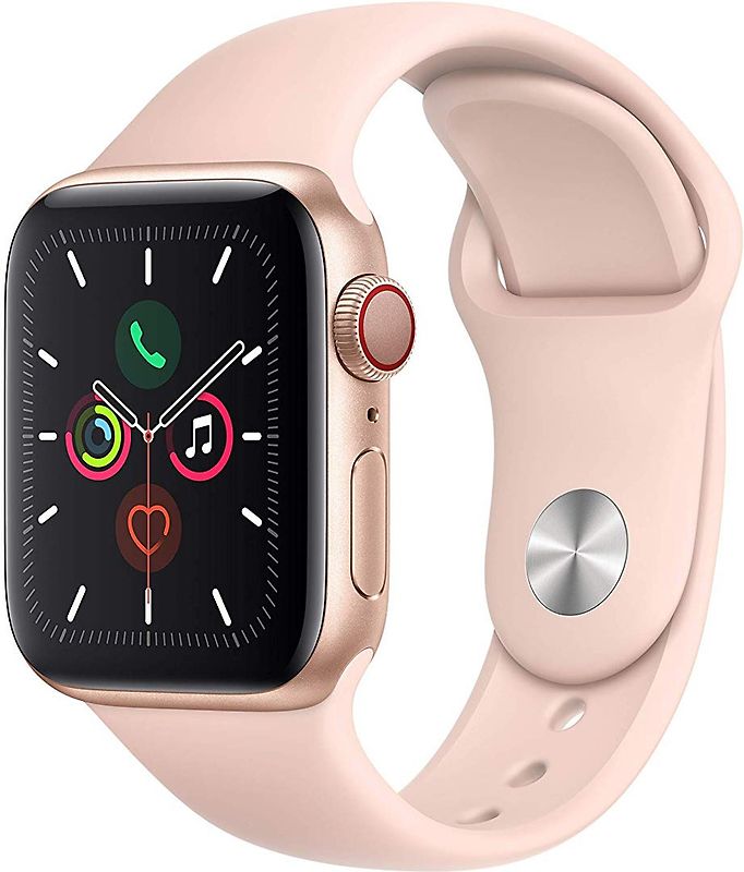 Apple Watch Series 5 40 mm boîtier en aluminium or et bracelet sport rose des sables [Wi-Fi + Cellulaire]