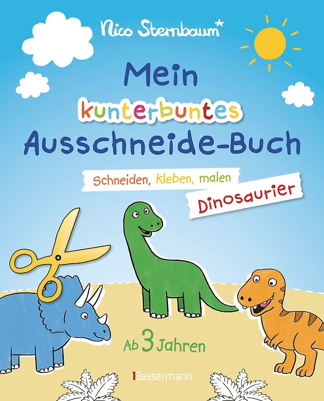 Mein kunterbuntes Ausschneidebuch - Dinosaurier. Schneiden, kleben, malen für Kinder ab 3 Jahren. Mit Scherenführerschein