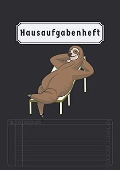 Hausaufgabenheft: Faultier 2020 2021 Grundschule | Din A4 | 50 Blatt | Aufgabenheft 1 Klasse | Für Kinder | Schwarz