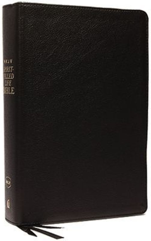 NKJV, Spirit-Filled Life Bible, Third Edition, Genuine Leather, Black Indexed, Red Letter Edition, Comfort Print