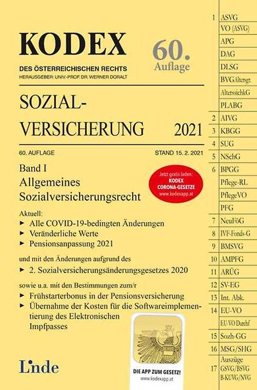 KODEX Sozialversicherung 2021, Band I