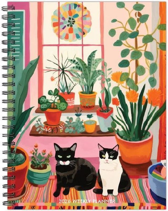 Cats Love Plants 2026 6.5 X 8.5 Weekly Monthly Softcover Planner