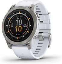 Image of Garmin Epix Pro (Gen 2) 47 mm steengrijs/titanium met witte polsband [wifi, Sapphire] (Refurbished)