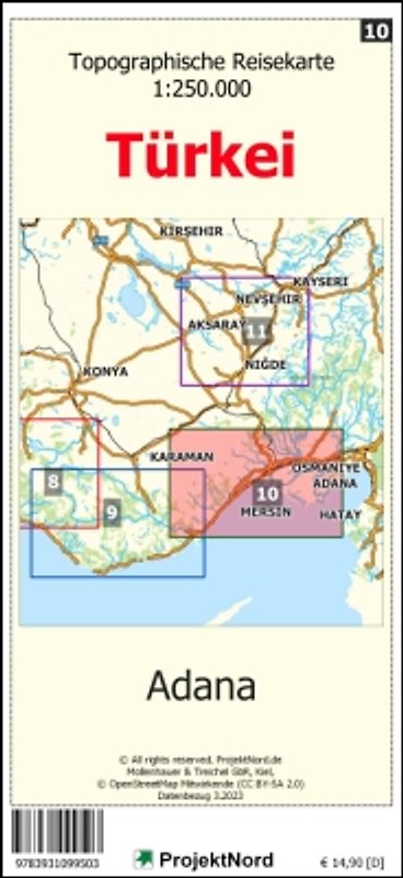 Adana - Topographische Reisekarte 1:250.000 Türkei (Blatt 10)