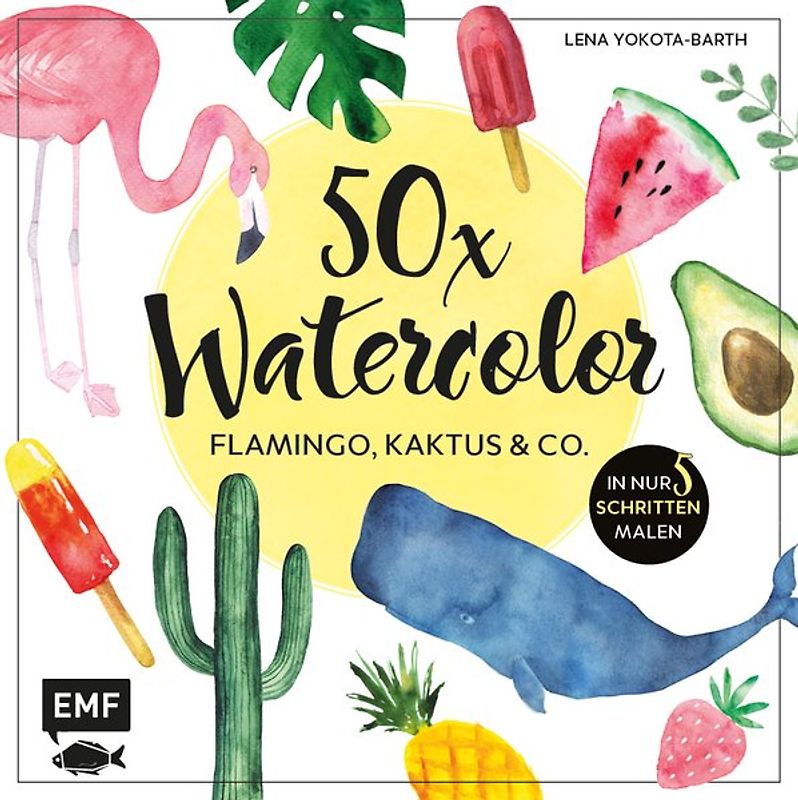 50 x Watercolor – Flamingo, Kaktus & Co.