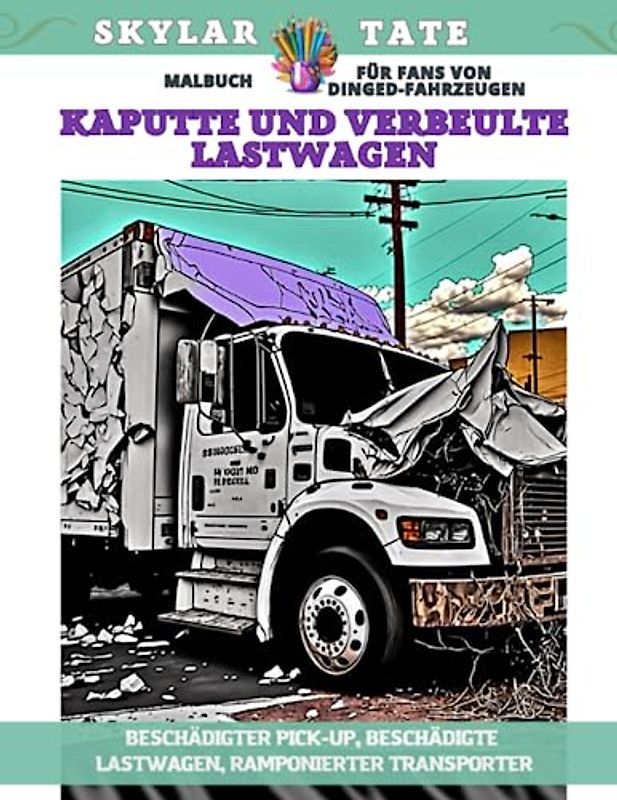 Kaputte und verbeulte Lastwagen – Malbuch für Fans von Dinged-Fahrzeugen – Beschädigter Pick-up, beschädigte Lastwagen, ramponierter Transporter