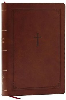 NKJV Giant Print End-Of-Verse Reference Bible, Brown Leathersoft, Red Letter, Comfort Print