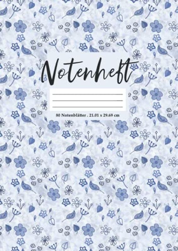 Notenheft: Notenlinienheft: Din A4 Notenblätter Leer Notenzeilen Mit 8 Systemen Notenpapier Blanko Für Kinder & Erwachsene Große Lineatur Musik Schreibheft Leere Notensysteme