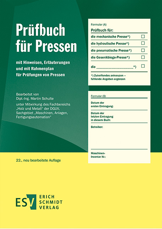 Prüfbuch für Pressen