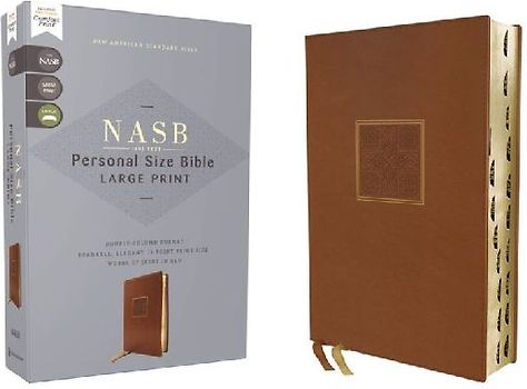 NASB, Personal Size Bible, Large Print, Leathersoft, Brown, Red Letter, 1995 Text, Thumb Indexed, Comfort Print