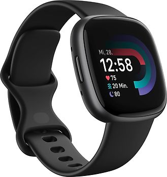 Fitbit Versa 4 40 mm graphite et bracelet en silicone noir [Wi-Fi]