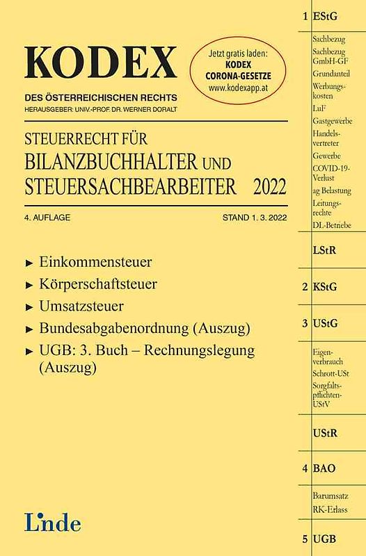 KODEX Steuerrecht für Bilanzbuchhalter und Steuersachbearbeiter 2022