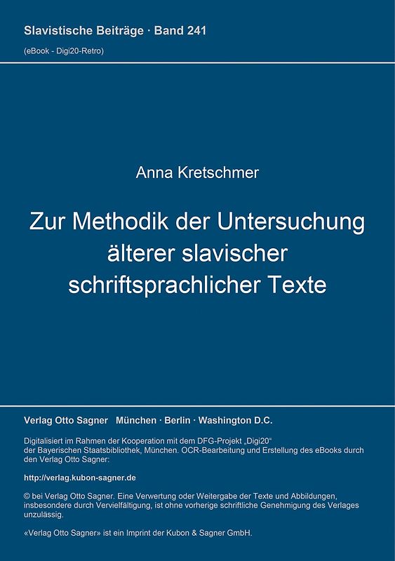 Zur Methodik der Untersuchung älterer slavischer schriftsprachlicher Texte