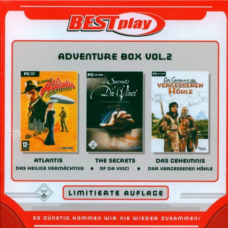 Best Play Adventure Box 2 incl. Atlantis, Secrets of Da Vinci, Geheimnis der vergessenen Höhle PC Spiele