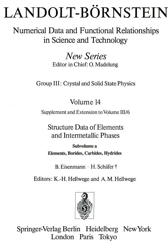 Elements, Borides, Carbides, Hydrides / Elemente, Boride, Carbide, Hydride