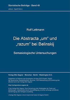 Die Abstracta "um" und "razum" bei Belinskij