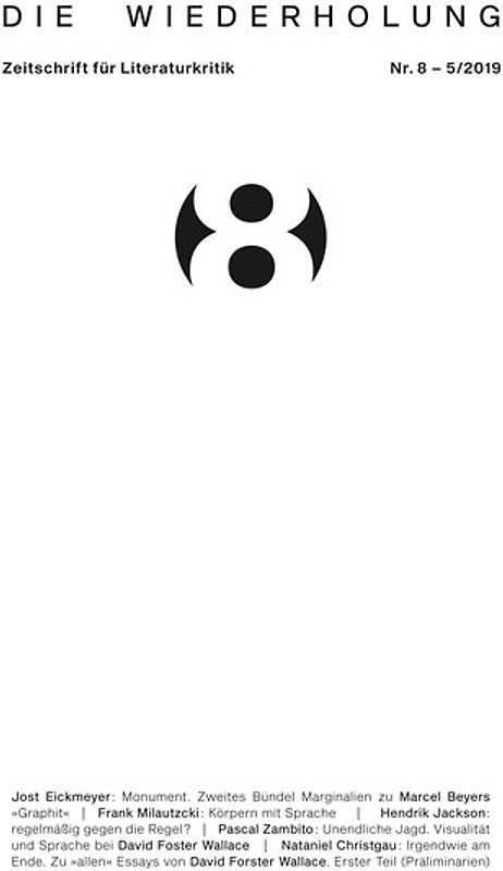 Die Wiederholung. Zeitschrift für Literaturkritik. Nr. 9