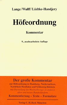 Höfeordnung. Für die Länder Hamburg, Niedersachsen, Nordrhein-Westfalen und Schleswig-Holstein