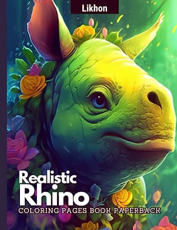 Likhon Realistic Rhino Coloring Pages Book Paperback