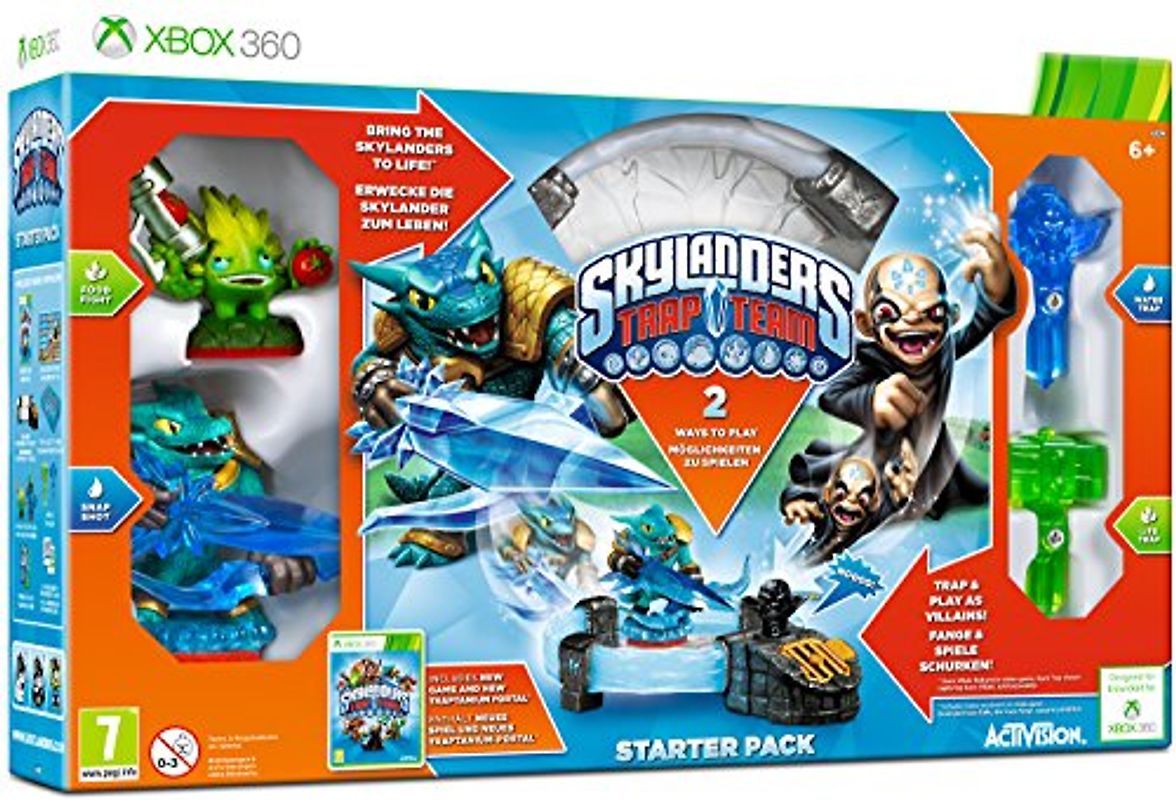 Skylanders: Trap Team [Starter Pack inkl. Trap-Portal, 2 Figuren, 2 Fallenschlüssel, 1 Charakter-Sammelposter und 2-Sammelkarten, Sammelfallensteckfach, Internationale Version] Xbox 360