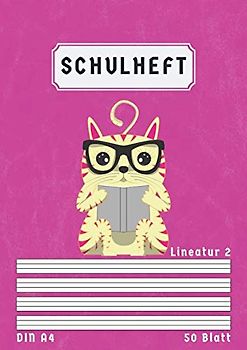 Schulheft A4 Lineatur 2: Liniert 50 Blatt | 2 Klasse Schreibheft Lineatur 2 Din A4 mit Kontrastlineatur | Homeschooling und Schulanfang | Rosa