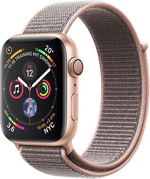 Apple Watch Series 4 44 mm aluminium goud met geweven sportbandje [wifi] grijs