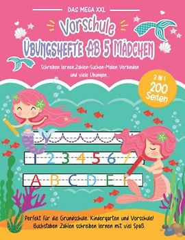 vorschule übungshefte ab 5 mädchen: Buchstaben schreiben lernen und Schwungübungen für kinder mit Rätsel Spiele.