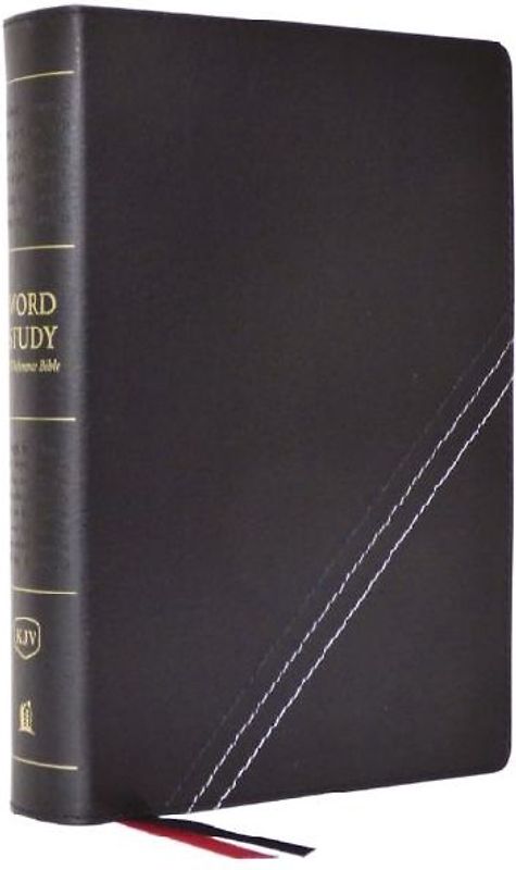 KJV, Word Study Reference Bible, Bonded Leather, Black, Red Letter, Thumb Indexed, Comfort Print