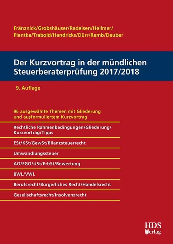 Der Kurzvortrag in der mündlichen Steuerberaterprüfung 2017/2018