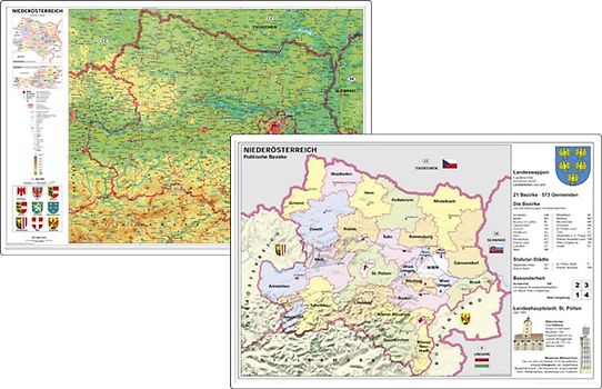 Niederösterreich physisch /politisch. DUO-Schreibunterlage