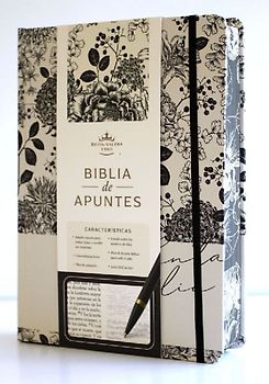 Biblia de Apuntes Rvr 1960 Tapa Dura, Blanco Y Negro Con Flores (Edición Cantos Pintados) / Spanish Journalling Bible Rvr 1960 Hc Black and White with Flowers