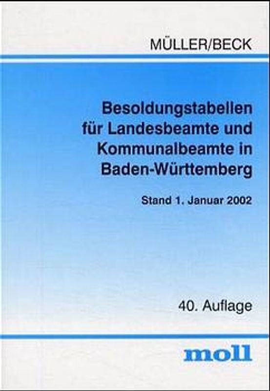 Besoldungstabellen für Landesbeamte und Kommunalbeamte in Baden-Württemberg